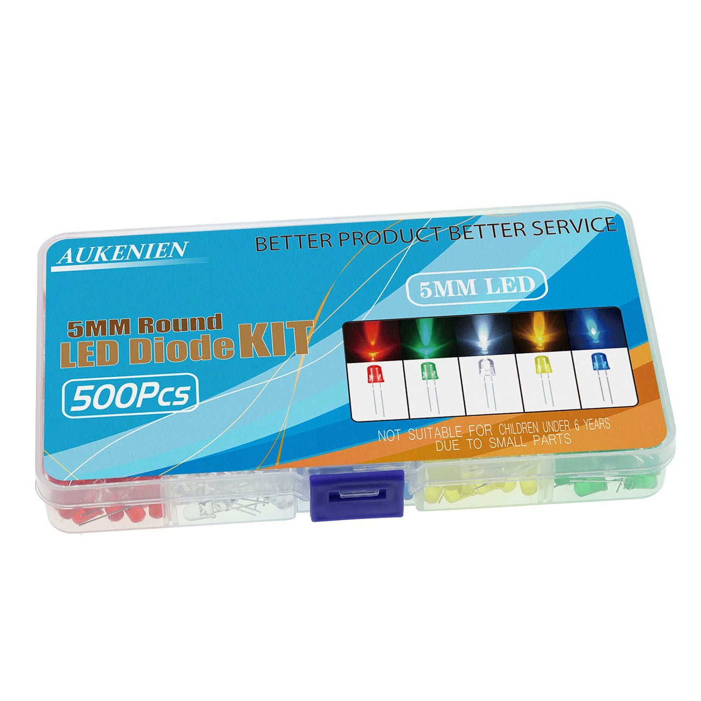 AUKENIEN Diodi LED 3MM 15 Colori 450 pezzi Diodo LED Kit Diode Elettronica Emissione Luce Rotondo Trasparente Rosso Blu Giallo Verde Bianco Caldo Arancione Rosa Viola Chartreuse