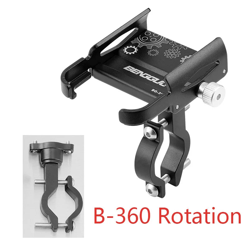 Supporto per telefono da bicicletta 360 ° Rotazione in lega di alluminio MTB bici telefono staffa GPS scooter moto manubrio supporto supporto per telefono cellulare