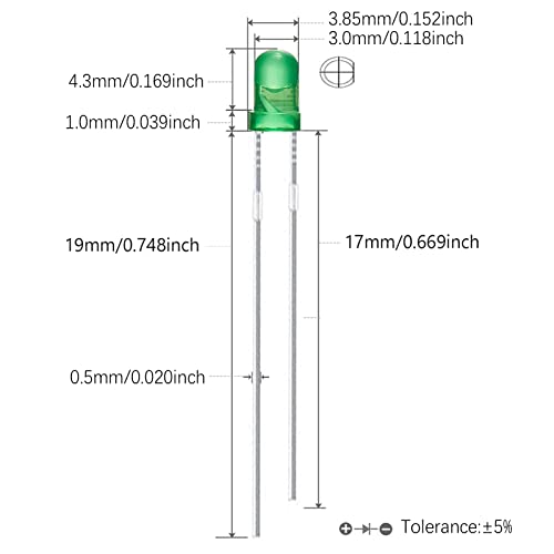 AUKENIEN Diodi LED 3MM 15 Colori 450 pezzi Diodo LED Kit Diode Elettronica Emissione Luce Rotondo Trasparente Rosso Blu Giallo Verde Bianco Caldo Arancione Rosa Viola Chartreuse