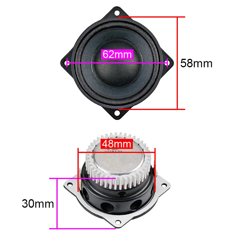 GHXAMP Unità altoparlante a frequenza piena da 2 pollici Cono di carta Bordo in tessuto Satellite 6OHM 15W 2 PZ