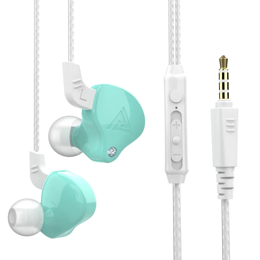 QKZ AK6 Sports Earphones In-Ear Wired 3.5mm with Microphone Heavy Bass 1.2m Cord Mobile Phone Headphones Factory Direct Supply