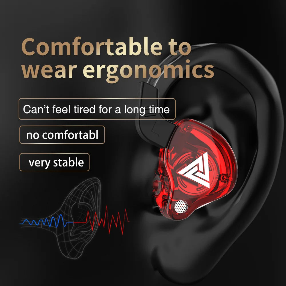 QKZ AK6 Sports Earphones In-Ear Wired 3.5mm with Microphone Heavy Bass 1.2m Cord Mobile Phone Headphones Factory Direct Supply