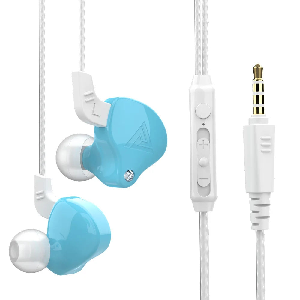 QKZ AK6 Sports Earphones In-Ear Wired 3.5mm with Microphone Heavy Bass 1.2m Cord Mobile Phone Headphones Factory Direct Supply