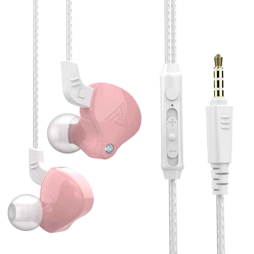 QKZ AK6 Sports Earphones In-Ear Wired 3.5mm with Microphone Heavy Bass 1.2m Cord Mobile Phone Headphones Factory Direct Supply