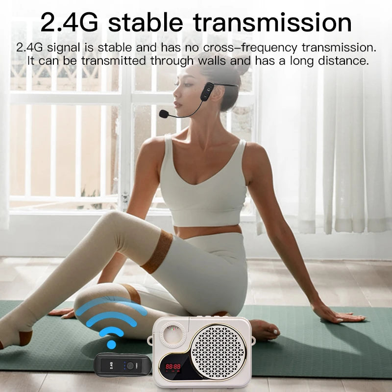 Trasmettitore set microfono lavalier wireless montato sulla testa 2.4G con ricevitore per amplificatore altoparlante vocale guida turistica didattica
