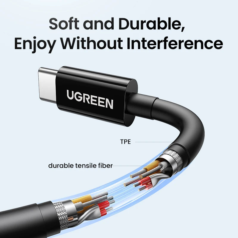 UGREEN Auricolari cablati USB tipo C semi-aperte da 3,5 mm con microfono, auricolari cablati Cuffie stereo HiFi, per la maggior parte con jack da 3,5 mm