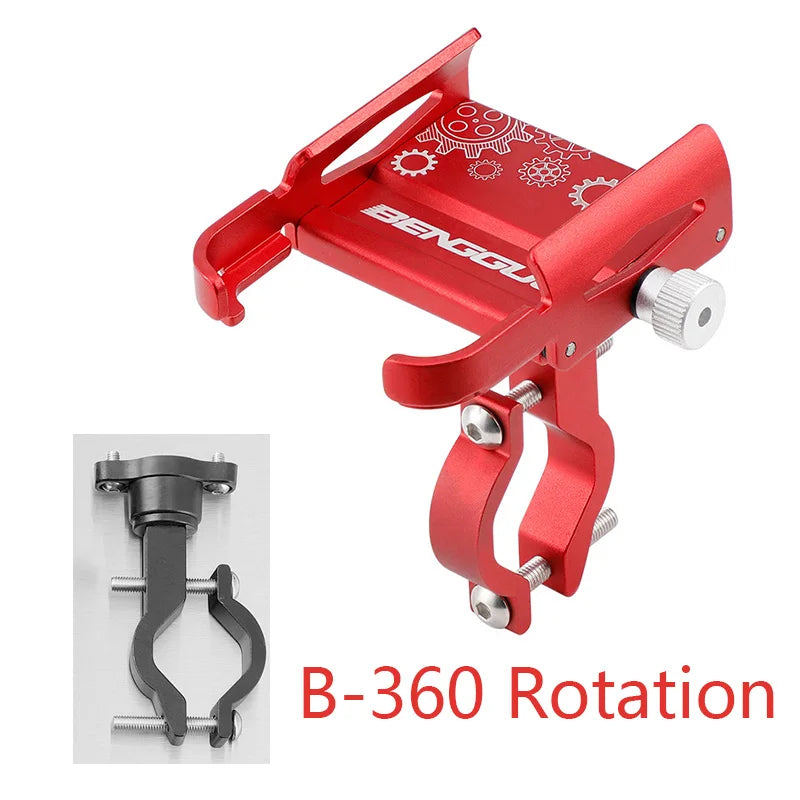 Supporto per telefono da bicicletta 360 °   Rotazione in lega di alluminio MTB bici telefono staffa GPS scooter moto manubrio supporto supporto per telefono cellulare