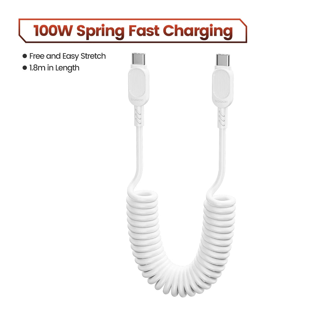Toocki USB C Lightning Cavo Primavera Retrattile Caricatore Del Telefono Per Auto Cavo di Ricarica Veloce per iPhone 14 13 12 11 Pro Max XR XS 8 7
