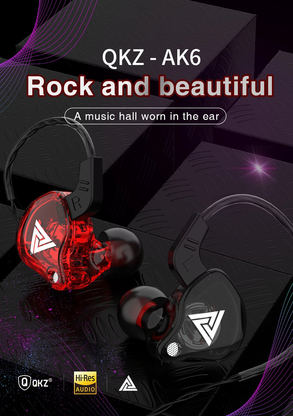 Originale QKZ AK6 In Ear Auricolare 6 Unità Driver Dinamica Cuffie Con Microfono Stereo Sport HIFI Subwoofer Auricolare Monitor Auricolari
