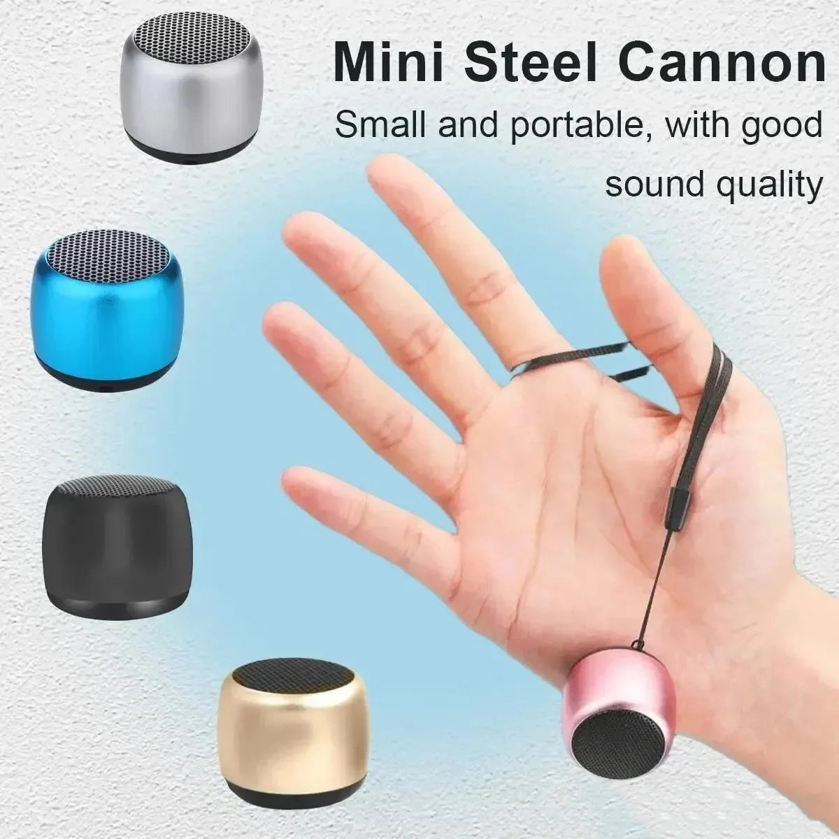 M1 Mini altoparlante piccolo compatibile con Bluetooth Portatile intelligente One Drag Two Subwoofer audio wireless in metallo con cannone in acciaio piccolo