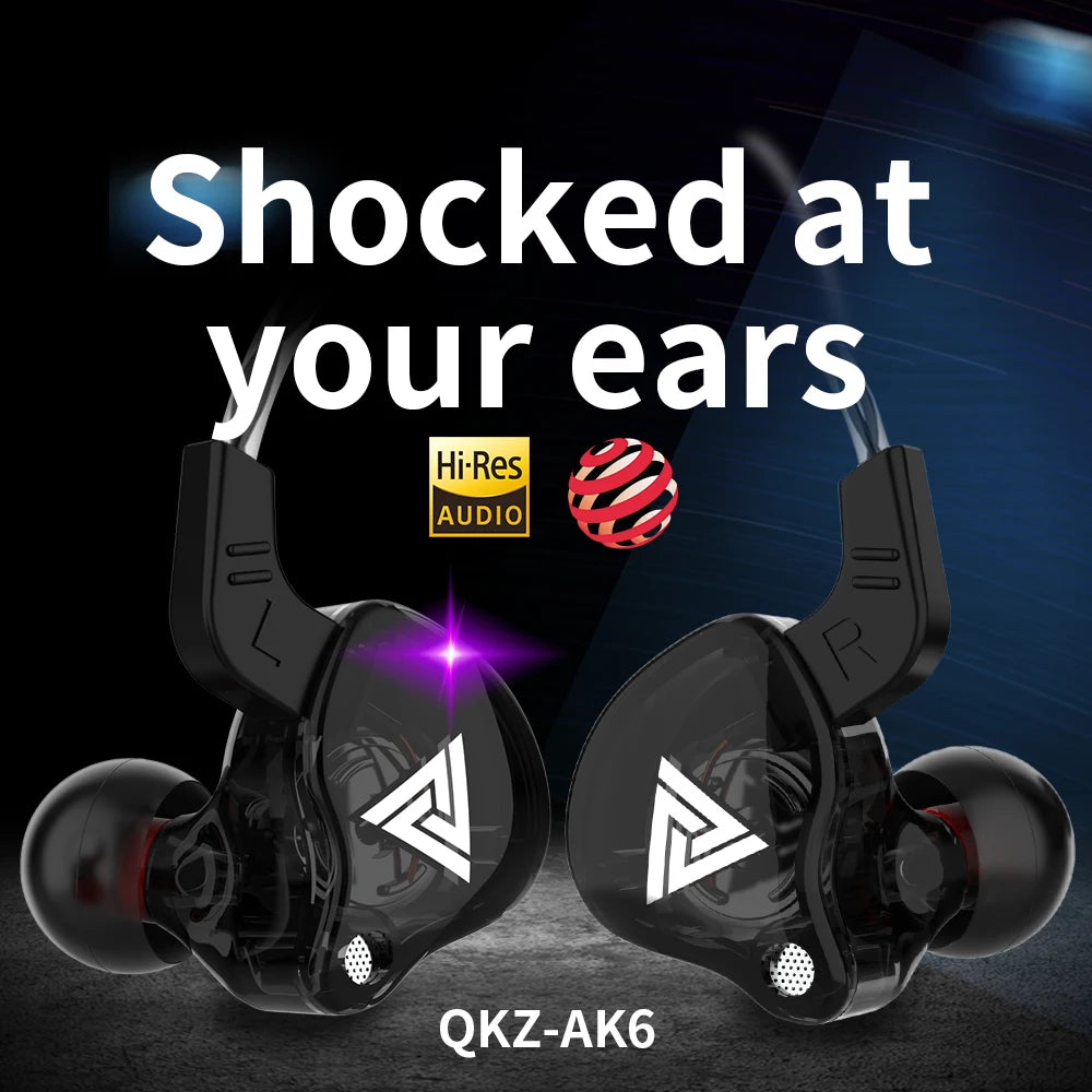 Originale QKZ AK6 In Ear Auricolare 6 Unità Driver Dinamica Cuffie Con Microfono Stereo Sport HIFI Subwoofer Auricolare Monitor Auricolari