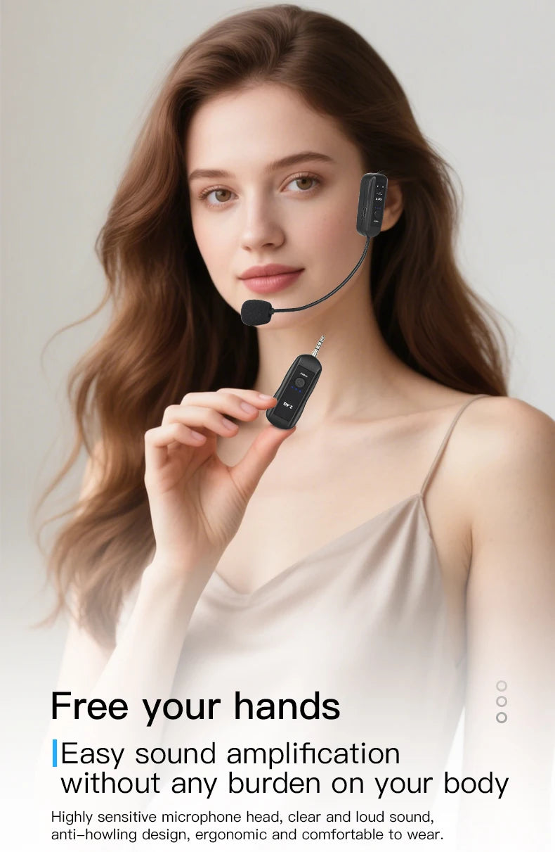 Trasmettitore set microfono lavalier wireless montato sulla testa 2.4G con ricevitore per amplificatore altoparlante vocale guida turistica didattica