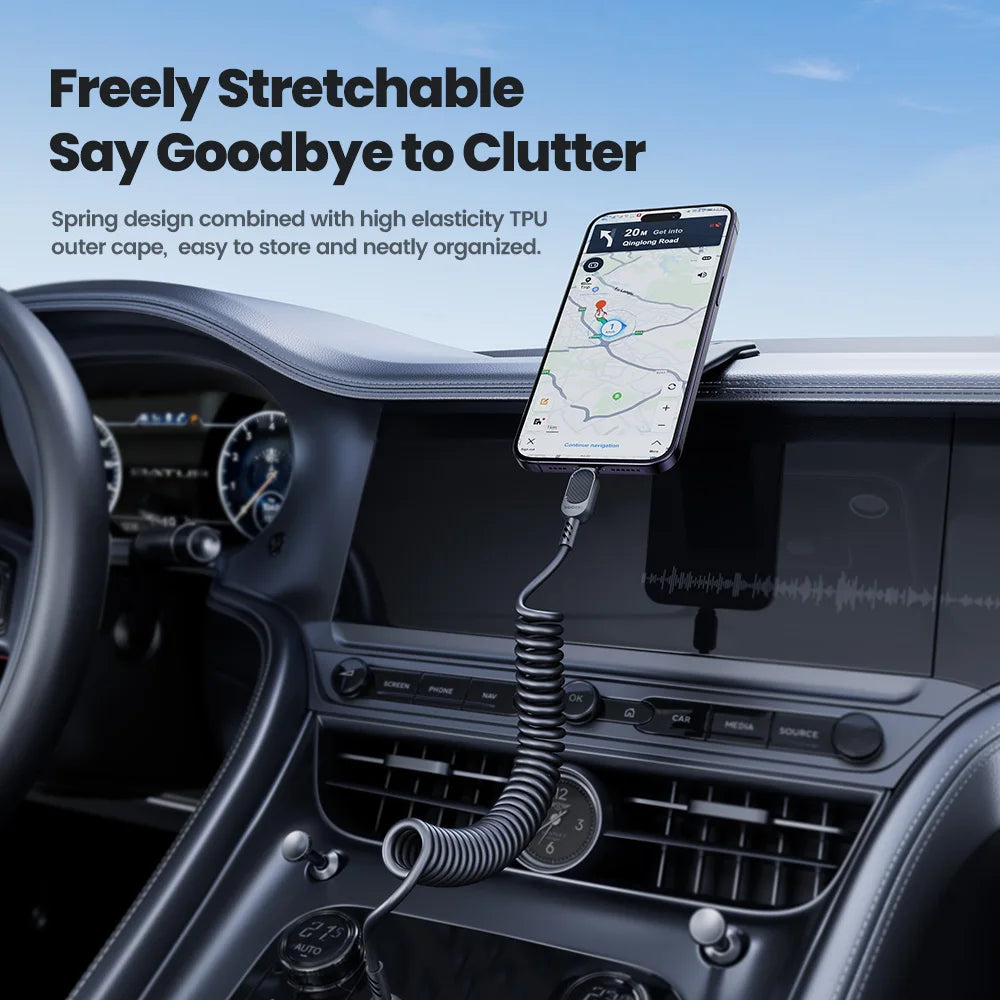 Toocki USB C Lightning Cavo Primavera Retrattile Caricatore Del Telefono Per Auto Cavo di Ricarica Veloce per iPhone 14 13 12 11 Pro Max XR XS 8 7