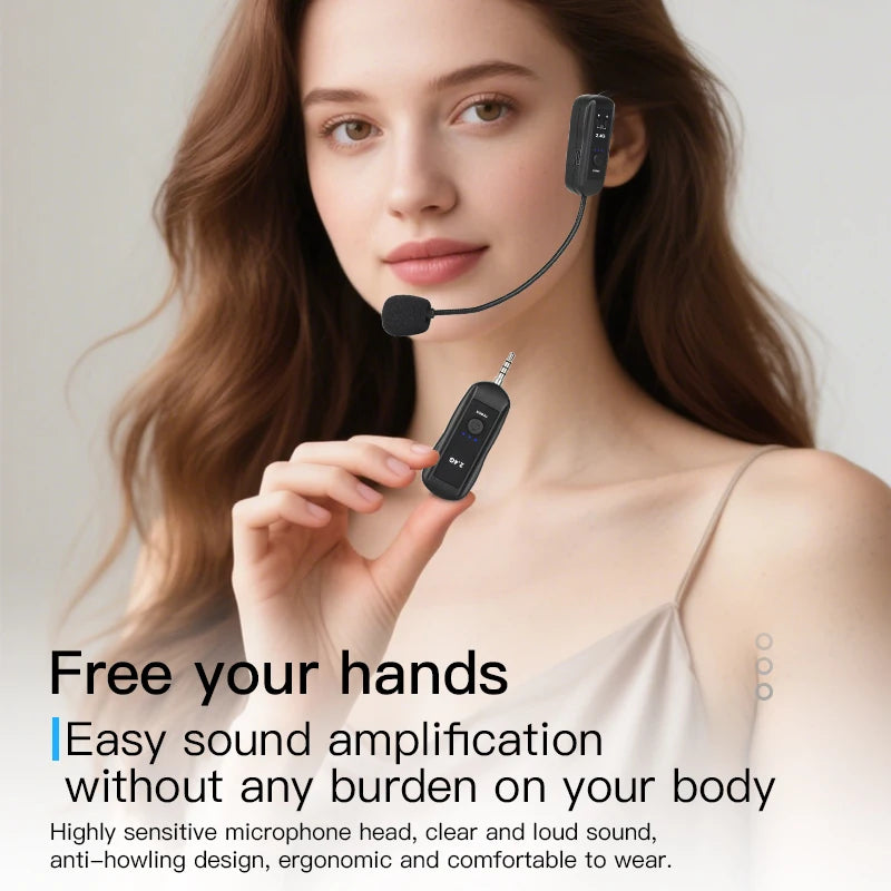 Trasmettitore set microfono lavalier wireless montato sulla testa 2.4G con ricevitore per amplificatore altoparlante vocale guida turistica didattica