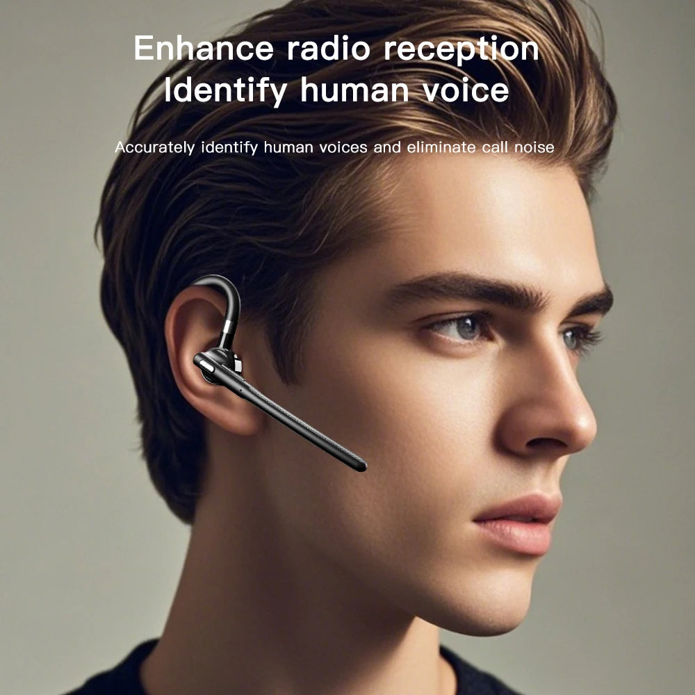 Auricolare wireless Bluetooth 5.4 con gancio per l'orecchio Cuffie da guida a orecchio singolo con auricolari vivavoce con cancellazione del rumore CVC8.0 a doppio microfono
