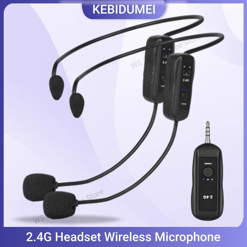 Trasmettitore set microfono lavalier wireless montato sulla testa 2.4G con ricevitore per amplificatore altoparlante vocale guida turistica didattica