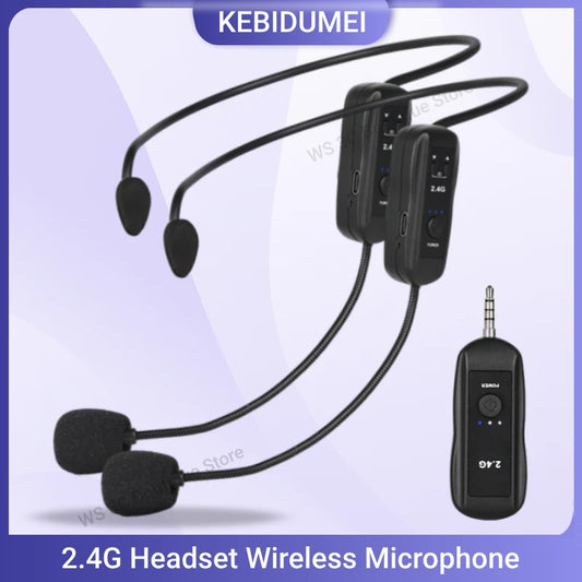 Trasmettitore set microfono lavalier wireless montato sulla testa 2.4G con ricevitore per amplificatore altoparlante vocale guida turistica didattica