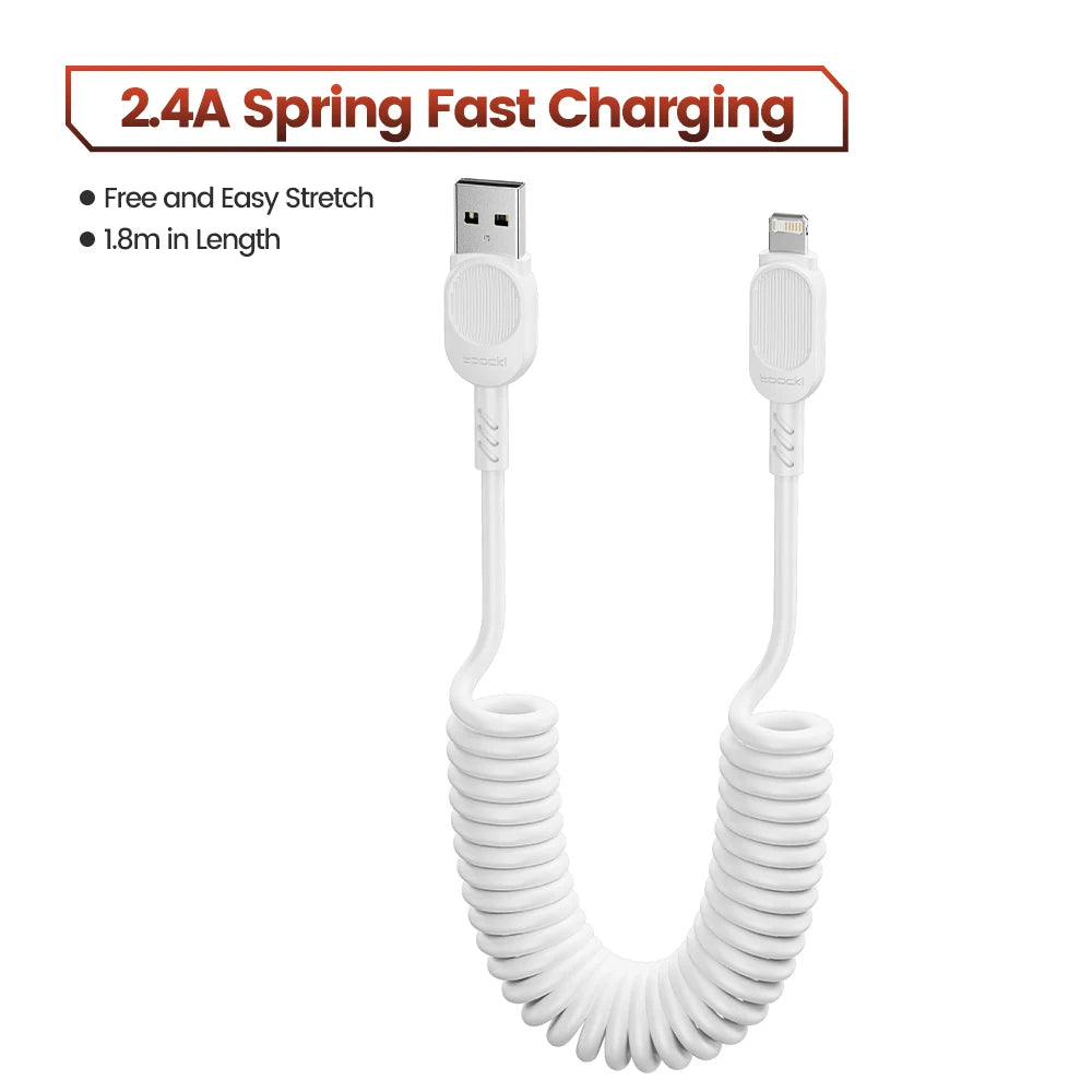 Toocki USB C Lightning Cavo Primavera Retrattile Caricatore Del Telefono Per Auto Cavo di Ricarica Veloce per iPhone 14 13 12 11 Pro Max XR XS 8 7