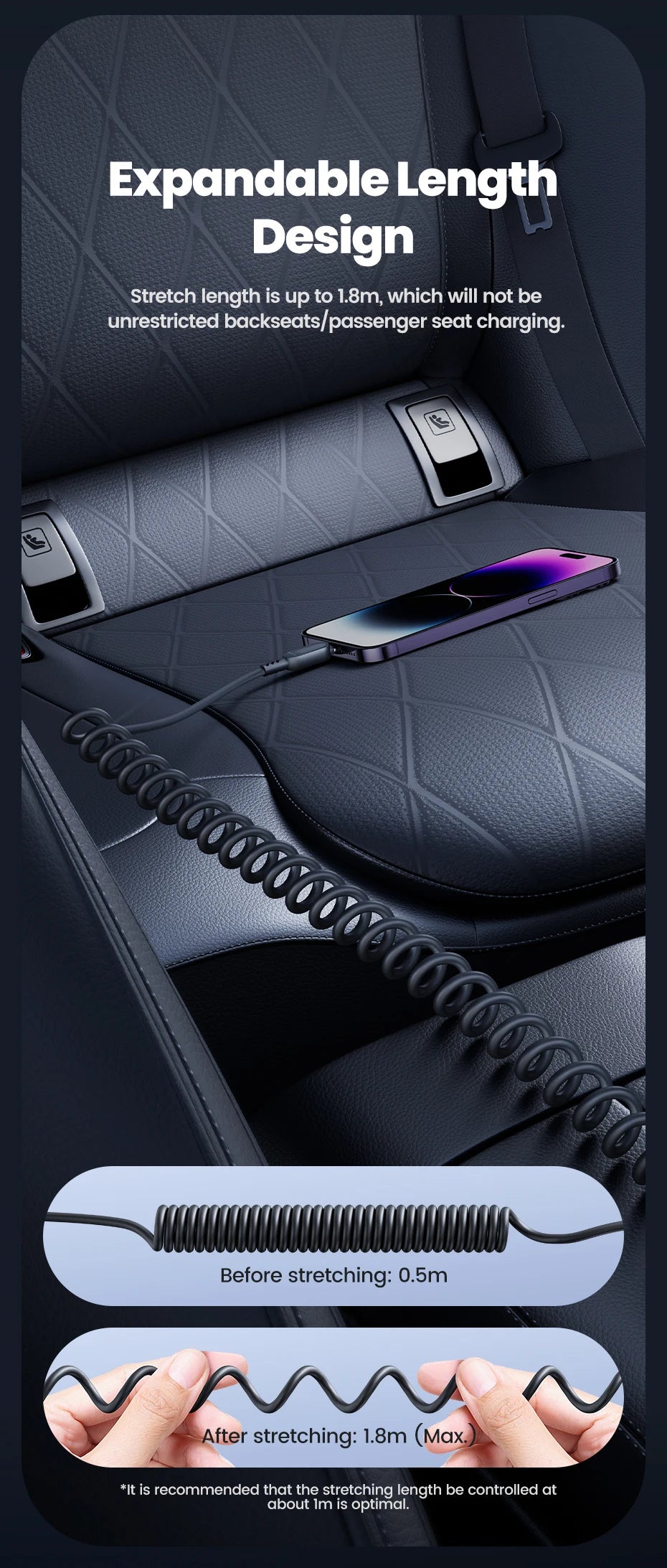 Toocki USB C Lightning Cavo Primavera Retrattile Caricatore Del Telefono Per Auto Cavo di Ricarica Veloce per iPhone 14 13 12 11 Pro Max XR XS 8 7
