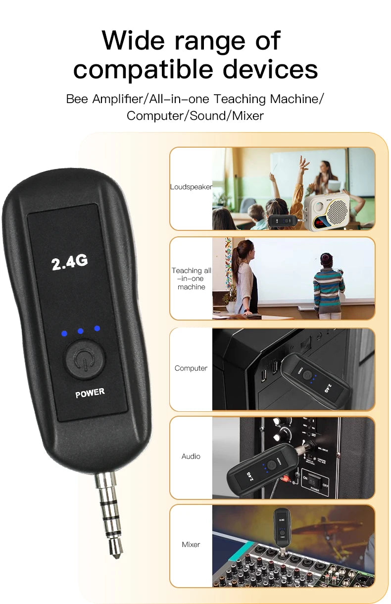 Trasmettitore set microfono lavalier wireless montato sulla testa 2.4G con ricevitore per amplificatore altoparlante vocale guida turistica didattica