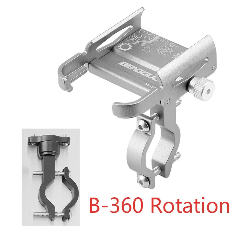 Supporto per telefono da bicicletta 360 °   Rotazione in lega di alluminio MTB bici telefono staffa GPS scooter moto manubrio supporto supporto per telefono cellulare