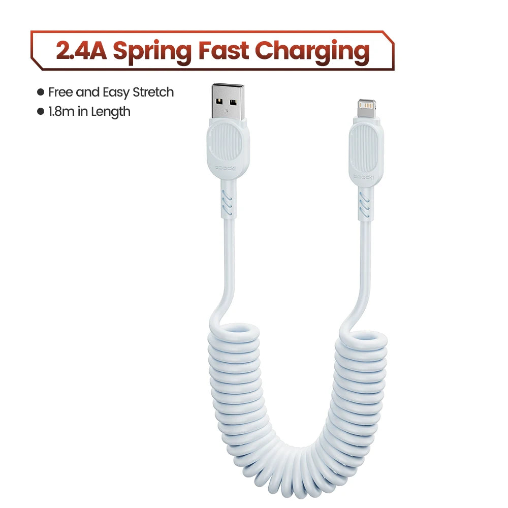Toocki USB C Lightning Cavo Primavera Retrattile Caricatore Del Telefono Per Auto Cavo di Ricarica Veloce per iPhone 14 13 12 11 Pro Max XR XS 8 7