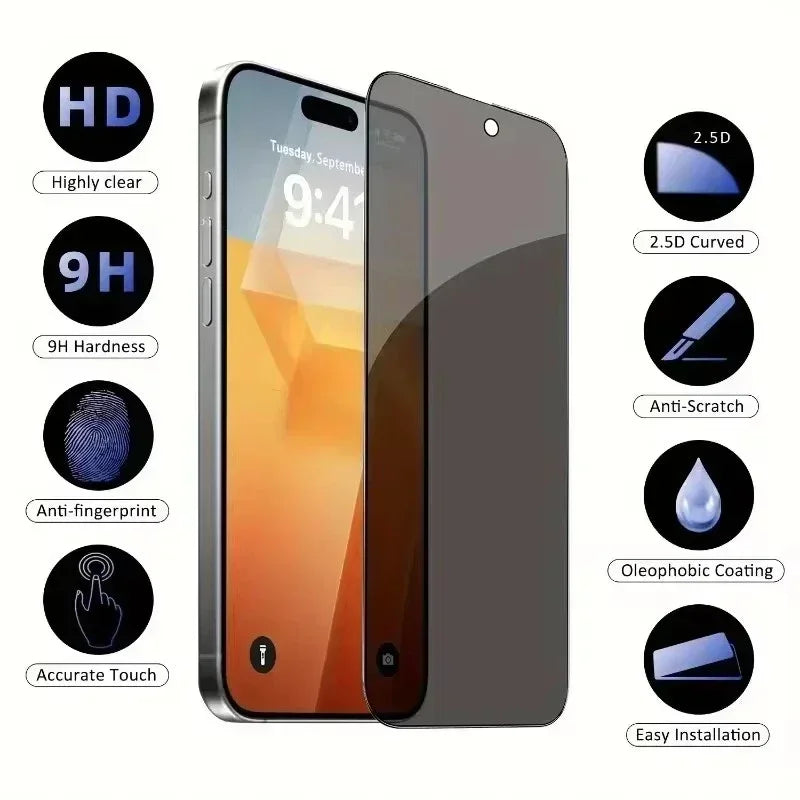 1-5PCS Anti Peep Privacy Vetro Temperato Per iPhone 12 13 14 15 Pro Max 16 17 Protezione Dello Schermo Anti Spy
