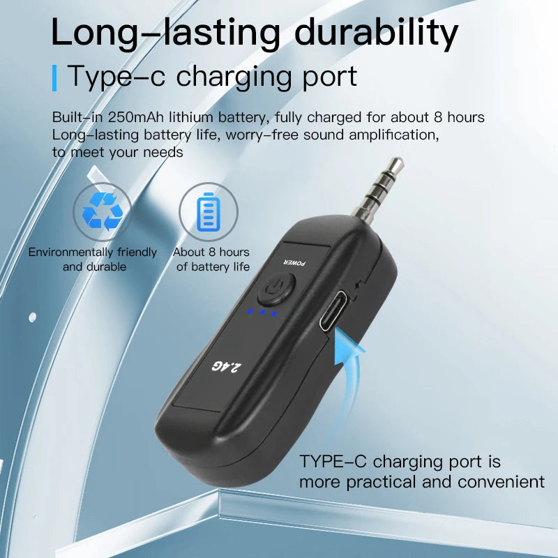 Trasmettitore set microfono lavalier wireless montato sulla testa 2.4G con ricevitore per amplificatore altoparlante vocale guida turistica didattica