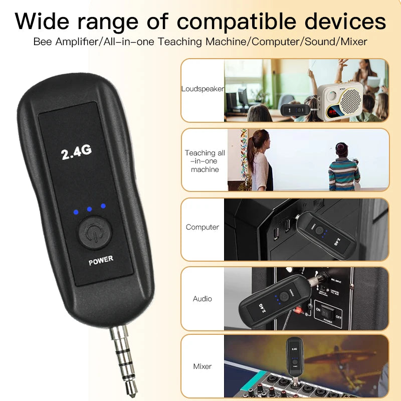 Trasmettitore set microfono lavalier wireless montato sulla testa 2.4G con ricevitore per amplificatore altoparlante vocale guida turistica didattica