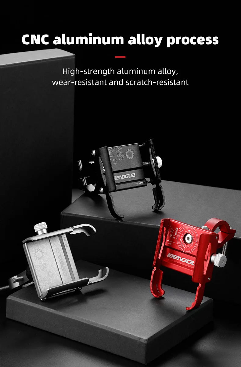 Supporto per telefono da bicicletta 360 °   Rotazione in lega di alluminio MTB bici telefono staffa GPS scooter moto manubrio supporto supporto per telefono cellulare