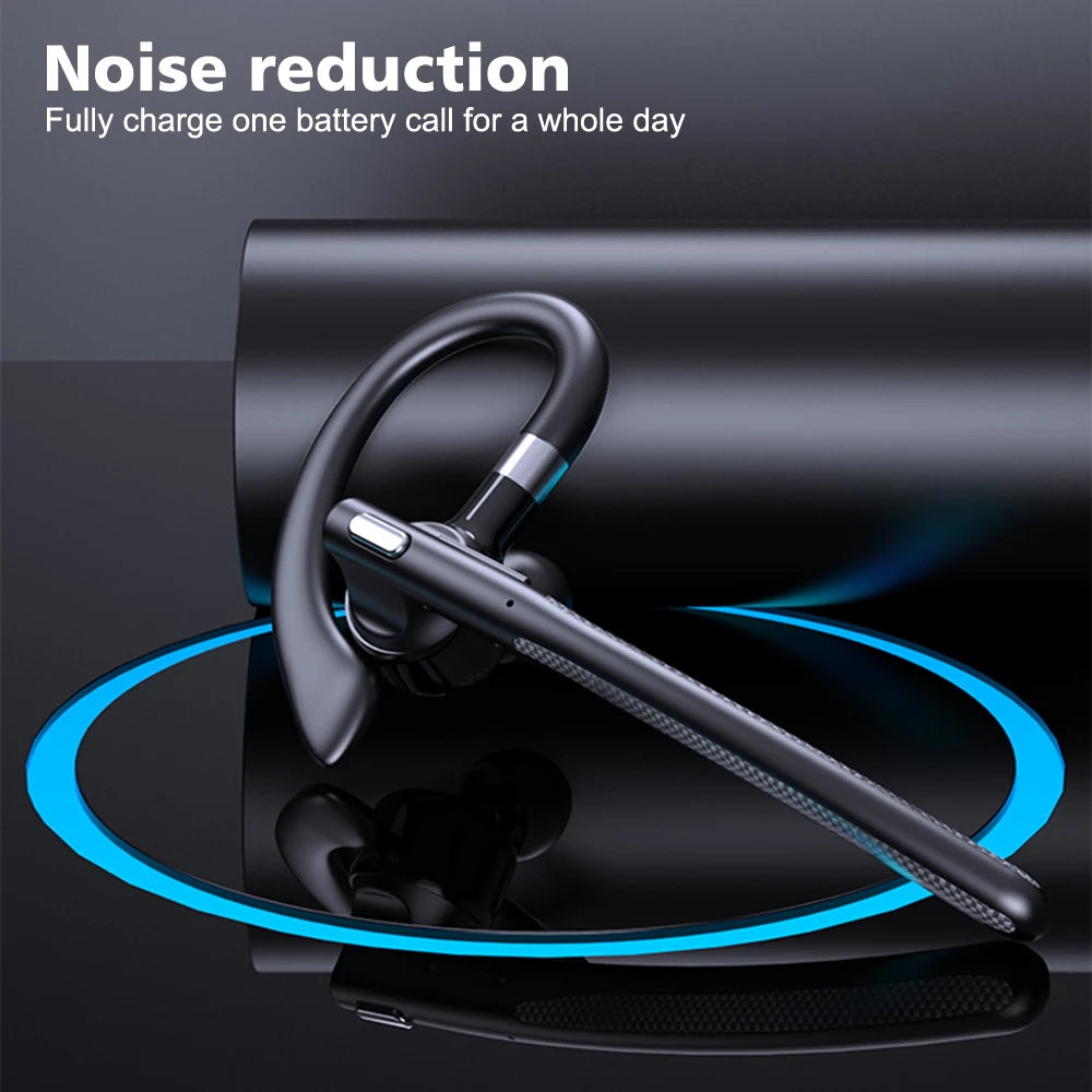 Auricolare wireless Bluetooth 5.4 con gancio per l'orecchio Cuffie da guida a orecchio singolo con auricolari vivavoce con cancellazione del rumore CVC8.0 a doppio microfono