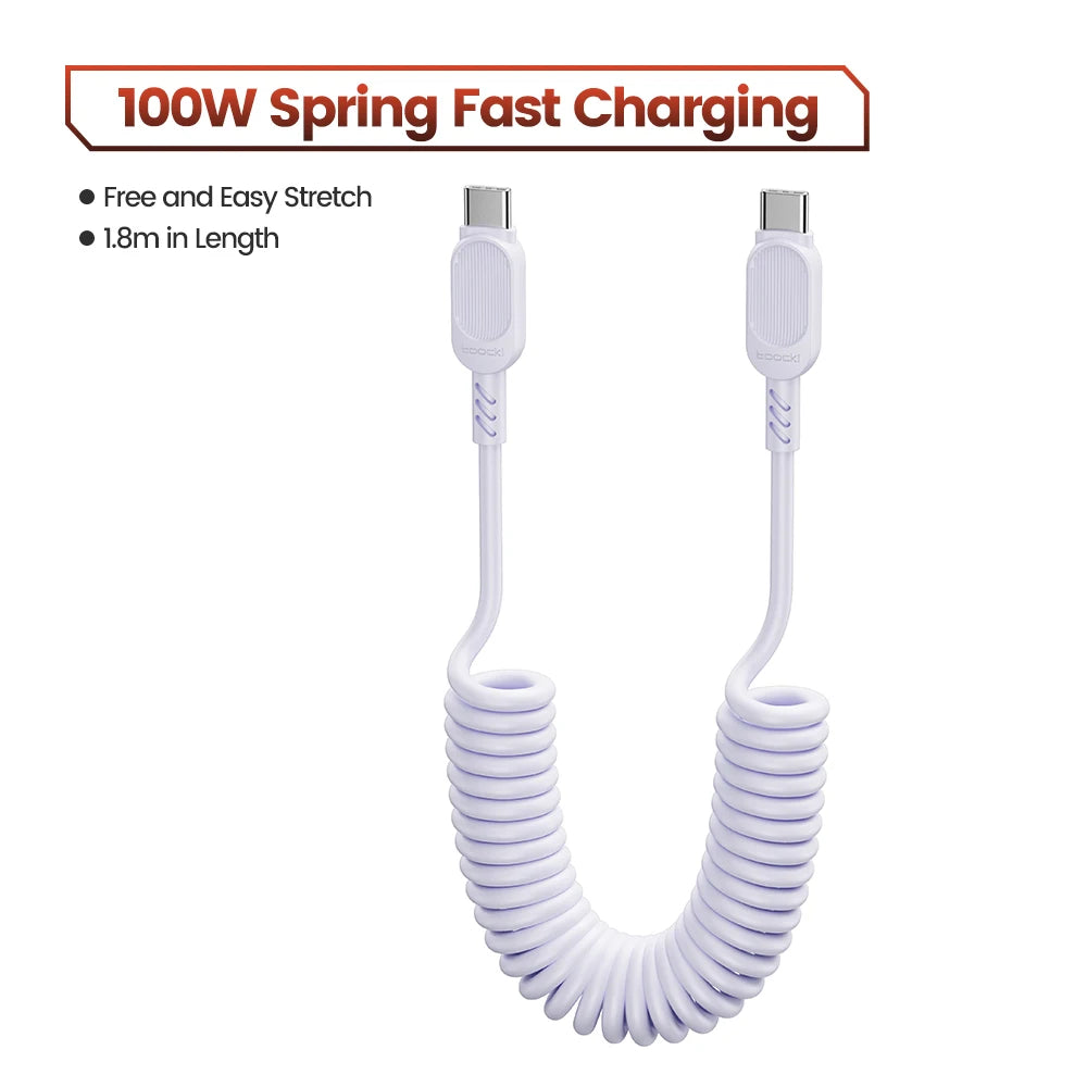 Toocki USB C Lightning Cavo Primavera Retrattile Caricatore Del Telefono Per Auto Cavo di Ricarica Veloce per iPhone 14 13 12 11 Pro Max XR XS 8 7