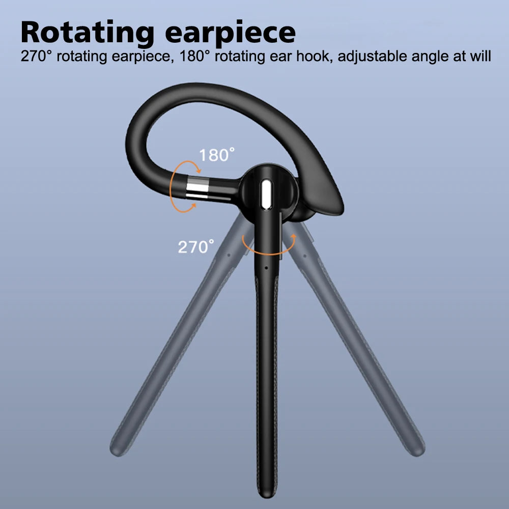 Auricolare wireless Bluetooth 5.4 con gancio per l'orecchio Cuffie da guida a orecchio singolo con auricolari vivavoce con cancellazione del rumore CVC8.0 a doppio microfono