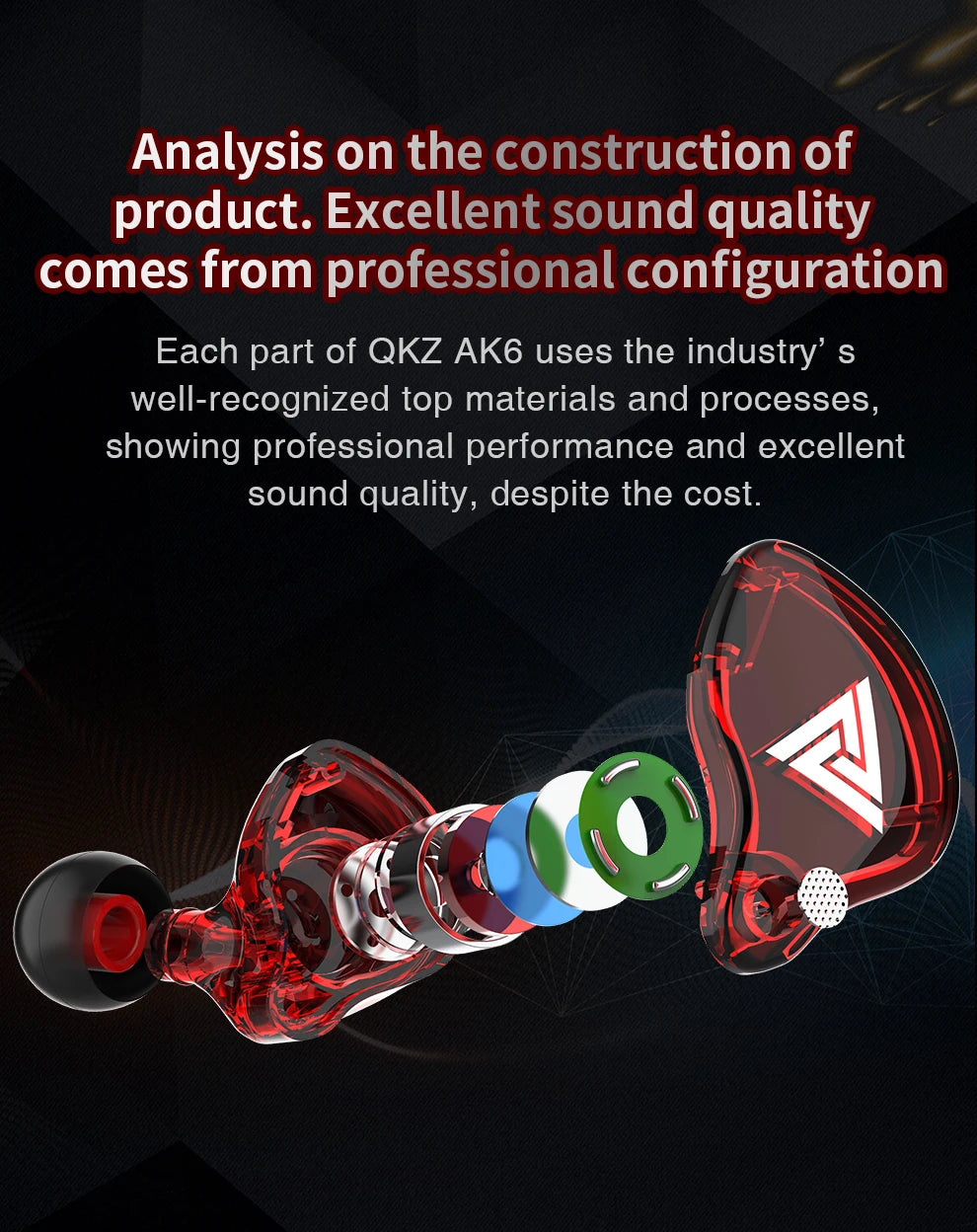 Originale QKZ AK6 In Ear Auricolare 6 Unità Driver Dinamica Cuffie Con Microfono Stereo Sport HIFI Subwoofer Auricolare Monitor Auricolari